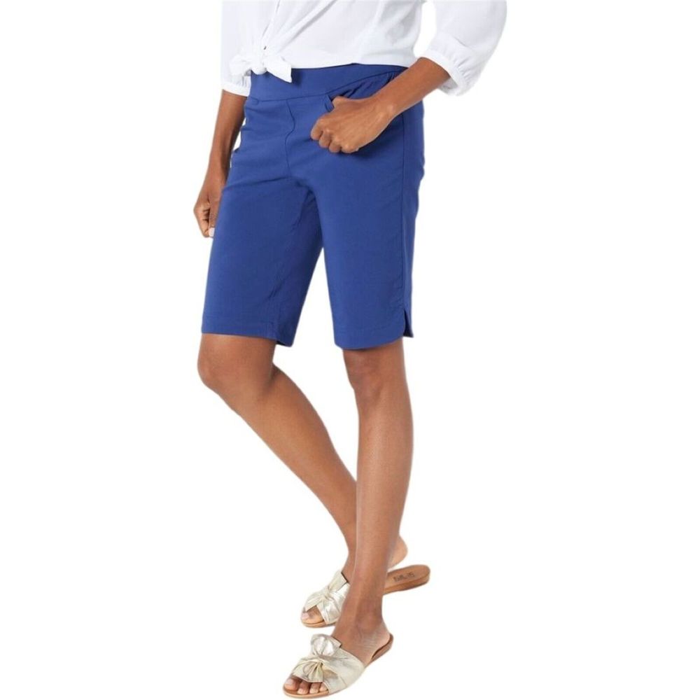 Belle Kim Gravel Citi Twill Curve Hem Bermuda Short Navy A3981321